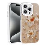 iPhone 15 Pro Max İle Uyumlu Kılıf Çiçek Desenli Parlak Taşlı Sert Silikon Garden Kapak 31806 Pembe Açık