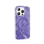iPhone 15 Pro Max İle Uyumlu Kılıf Kablosuz Şarj Özellikli Fırça Boya Desenli Palet Kapak 32144 Mor