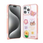 iPhone 15 Pro Max İle Uyumlu Kılıf Parlayan Simli Kabartma Figürlü Cevze Kapak 31398 Pembe