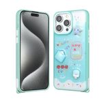 iPhone 15 Pro Max İle Uyumlu Kılıf Parlayan Simli Kabartma Figürlü Cevze Kapak 31398 Yeşil