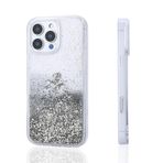 iPhone 15 Pro Max İle Uyumlu Kılıf Sıvılı Simli Şeffaf Arka Yüzey Keto Silikon Kapak 35544 Gümüş
