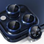 iPhone 15 Pro Max İle Uyumlu ve iPhone 15 Pro Safir Kamera Lens Koruyucu uygulama aparatlı mavi