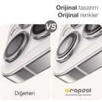 iPhone 15 Pro Max Kamera Lens Koruyucu Beyaz Titanyum Kolay Uygulama Aparatlı