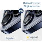 İphone 15 Pro Max Kamera Lens Koruyucu Mavi Titanyum Kolay Uygulama Aparatlı
