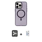 iPhone 15 Pro Max Kılıf Eksen Işık Prime - Siyah Bilvis 0.18mm Plus Cam Ekran Koruyucu + Gri PV