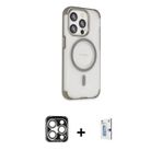 iPhone 15 Pro Max Kılıf Eksen Klasik Koleksiyonu - Siyah Bilvis 0.18mm Plus Cam Ekran Koruyucu