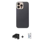 iPhone 15 Pro Max Kılıf Eksen Prime - Siyah Bilvis 0.18mm Plus Cam Ekran Koruyucu + Titanyum Gr