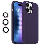 iPhone 15 Pro Max Kılıf Kamera Lensli Lansman Silikon Kapak Mor