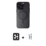 iPhone 15 Pro Max Kılıf Kozmos Çizgi Prime - Siyah Bilvis 0.18mm Plus Cam Ekran Koruyucu + Siya