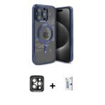 iPhone 15 Pro Max Kılıf Nova Işık Özel Seri - Siyah Bilvis 0.18mm Plus Cam Ekran Koruyucu + Gri