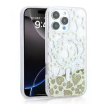 İphone 15 Pro Max Kılıf Sıvılı Simli Baskılı Şeffaf Arka Yüzey Mossa Silikon Kapak
