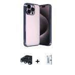 iPhone 15 Pro Max Kılıf Vadi Minimal - Siyah Bilvis 0.18mm Plus Cam Ekran Koruyucu + Lacivert R