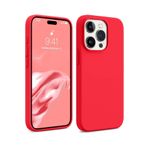 iPhone 15 Pro Max Kırmızı Silikon Kılıf Leke Tutmaz İçi Süet Silinebilir Kamera Yükseltili Kapak
