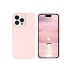 iPhone 15 Pro Max Pudra Pembe Silikon Kılıf Leke Tutmaz İçi Süet Silinebilir Kamera Yükseltili Kapak