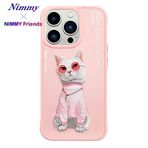 iPhone 15 Pro Max Uyumlu 3D Gözlük Zincir White Kedi Nakış İşlemeli Kabartmalı Cool Glasses Kılıf