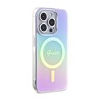 İphone 15 Pro Max Uyumlu Kılıf Guess Lisans Magsafe Şarj Özellik Yazı Logo Iridescent Siyah