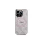 iPhone 15 Pro Max Uyumlu Kılıf Guess Lisanslı Magsafe Özellikli 4G Desenli Yazı Logolu Kapak Pembe