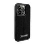 İphone 15 Pro Max Uyumlu Kılıf Karl Lagerfeld Taşlı Metal Logo Lisanslı Kapak Siyah