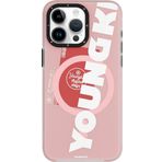 iPhone 15 Pro Max Uyumlu Kılıf Magsafe Şarj Özellikli Youngkit Binfen Serisi Yazı Temalı Kapak Pembe