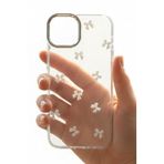 iPhone 15 Pro Max Uyumlu Şeffaf Kurdele Desenli Yumuşak Koruma Kılıfı – İnce, Esnek, Çizilmez Tasarım, Kamera Korumalı Şeffaf Telefon Kapak Beyaz