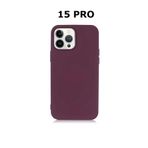 iPhone 15 Pro Mürdüm Silikon Kılıf Leke Tutmaz İçi Süet Silinebilir Kamera Yükseltili Kapak