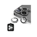 iPhone 15 Pro / Pro Max için IPG ProLENS Kamera Lens Koruyucu Alüminyum CD Çerçeveli, Kırılmaz Cam - Gümüş