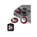 iPhone 15 Pro / Pro Max için IPG ProLENS Kamera Lens Koruyucu Alüminyum CD Çerçeveli, Kırılmaz Cam - Kırmızı
