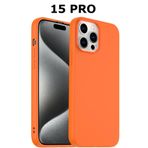 iPhone 15 Pro Turuncu Silikon Kılıf Leke Tutmaz İçi Süet Silinebilir Kamera Yükseltili Kapak
