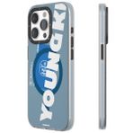 iPhone 15 Pro Uyumlu Kılıf Magsafe Şarj Özellikli Youngkit Binfen Serisi Yazı Temalı Kapak Mavi