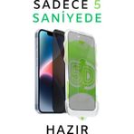 iPhone 15 Promax Uyumlu Kolay Uygulama Aparatlı Hayalet Tam Kapatan Cam Ekran Koruyucu - Şeffaf Siyah - iPhone 15 Pro Max