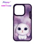 iPhone 15 Uyumlu 3D Göz Mor Tavşan Detaylı Nakış İşlemeli Kabartmalı Big Eyes Kılıf
