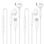 iPhone 16 15 için 2'li Paket USB C Kulaklık, Mikrofonlu ve Uzaktan Kumandalı Tip C Kulaklıklar, Gürültü Önleyici Kablolu Kulaklıklar USB C, iPhone 16 15 Pro Max, iPad Pro, Galaxy S25 S24 Ultra, Pixel