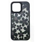 Iphone 16 Çiçekli Kılıf Bağlama Aparatlı Siyah