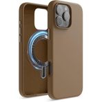Iphone 16 için Magsafe İle Uyumlu M.TK moveteck Pro Kılıf Lansman Şarj Özellikli Yumuşak Mat Renkli Hassas Butonlu Kadife Silikon, Çöl Titanyum, Tek Ebat, kivi-ip16pro-bejgold