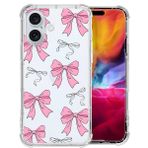 iPhone 16 ile uyumlu kılıf, kurdele baskılı, şeffaf cep telefonu kılıfı, dört köşeli, hava yastıkları, TPU Softshell düşmeye karşı dayanıklı, çarpma önleyici ve kaymaz