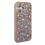 iPhone 16 İle Uyumlu Kılıf Parlak Taşlı Tasarım Pırlanta Kapak 35966 Gold