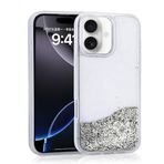 iPhone 16 İle Uyumlu Kılıf Sıvılı Simli Şeffaf Arka Yüzey Keto Silikon Kapak 35545 Gümüş