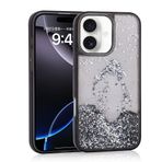 iPhone 16 İle Uyumlu Kılıf Sıvılı Simli Şeffaf Arka Yüzey Keto Silikon Kapak 35545 Siyah