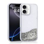 iPhone 16 İle Uyumlu Kılıf Sıvılı Simli Şeffaf Arka Yüzey Keto Silikon Kapak
