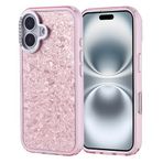 iPhone 16 İle Uyumlu Kılıf Taşlı Tasarımlı Kapi Kapak 36877 Pembe