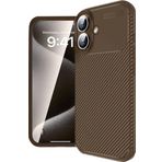 İphone 16 Kılıf Auto Focus Karbon Kapak - Kahverengi