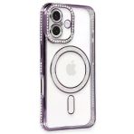 İphone 16 Kılıf Joke Simli Magneticsafe Kılıf - Derin Mor