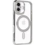İphone 16 Kılıf Joke Simli Magneticsafe Kılıf - Gümüş