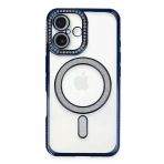 İphone 16 Kılıf Joke Simli Magneticsafe Kılıf - Lacivert