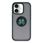 İphone 16 Kılıf Montreal Yüzüklü Silikon Kapak - Yeşil