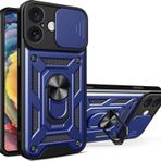 İphone 16 Kılıf Pars Lens Yüzüklü Silikon - Lacivert