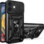 İphone 16 Kılıf Pars Lens Yüzüklü Silikon - Siyah