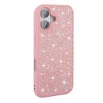 iPhone 16 Plus İle Uyumlu Kılıf Parlak Taşlı Tasarım Pırlanta Kapak 35967 Pembe