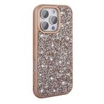 iPhone 16 Pro İle Uyumlu Kılıf Parlak Taşlı Tasarım Pırlanta Kapak 35968 Gold
