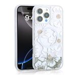 iPhone 16 Pro İle Uyumlu Kılıf Sıvılı Simli Baskılı Şeffaf Arka Yüzey Mossa Silikon Kapak 35568 Gri